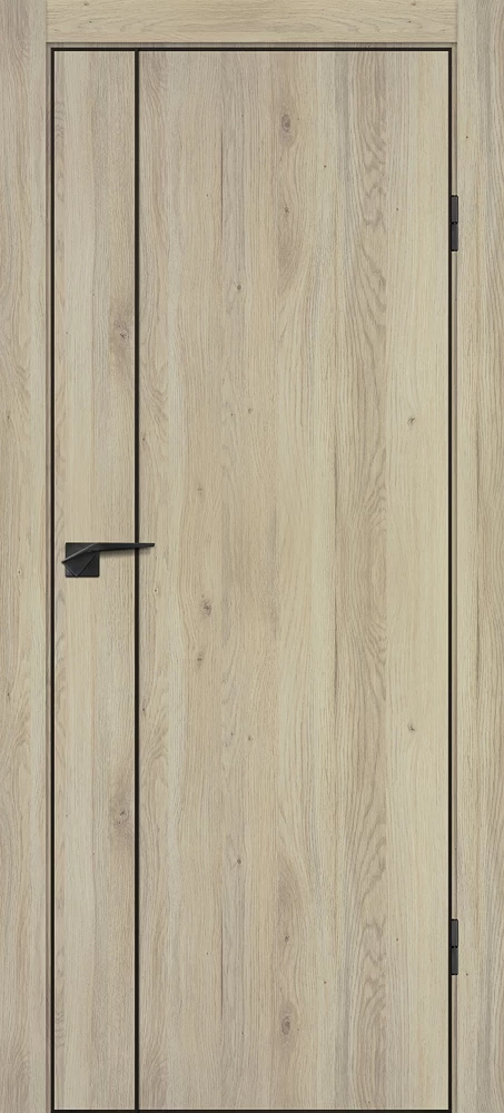 Фото Межкомнатная дверь P-21  черный молдинг PET,  кромка ABS черная c 4-х ст. Дуб молочный