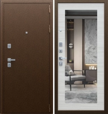 Дверь Спартак с зеркалом Акация Светлая Поперечная