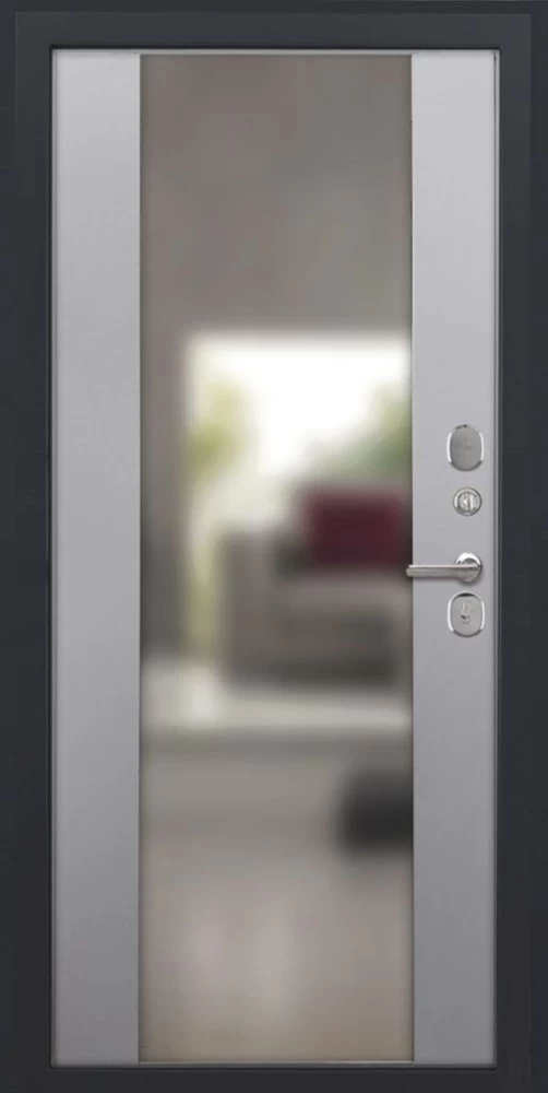 Входная дверь ДвериПРО L-Термо серебро Алиса (16мм, ПВХ софт грей, зеркало) DPRO195340 внутренняя сторона