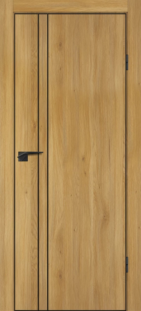 Фото Межкомнатная дверь P-20  черный молдинг PET,  кромка ABS черная c 4-х ст. Дуб золотистый