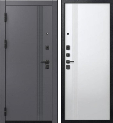 Дверь V-17 Черный муар + Кашемир графит - Кашемир белый