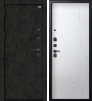 Дверь V-16 Черный муар + Бетон темный - Кашемир белый